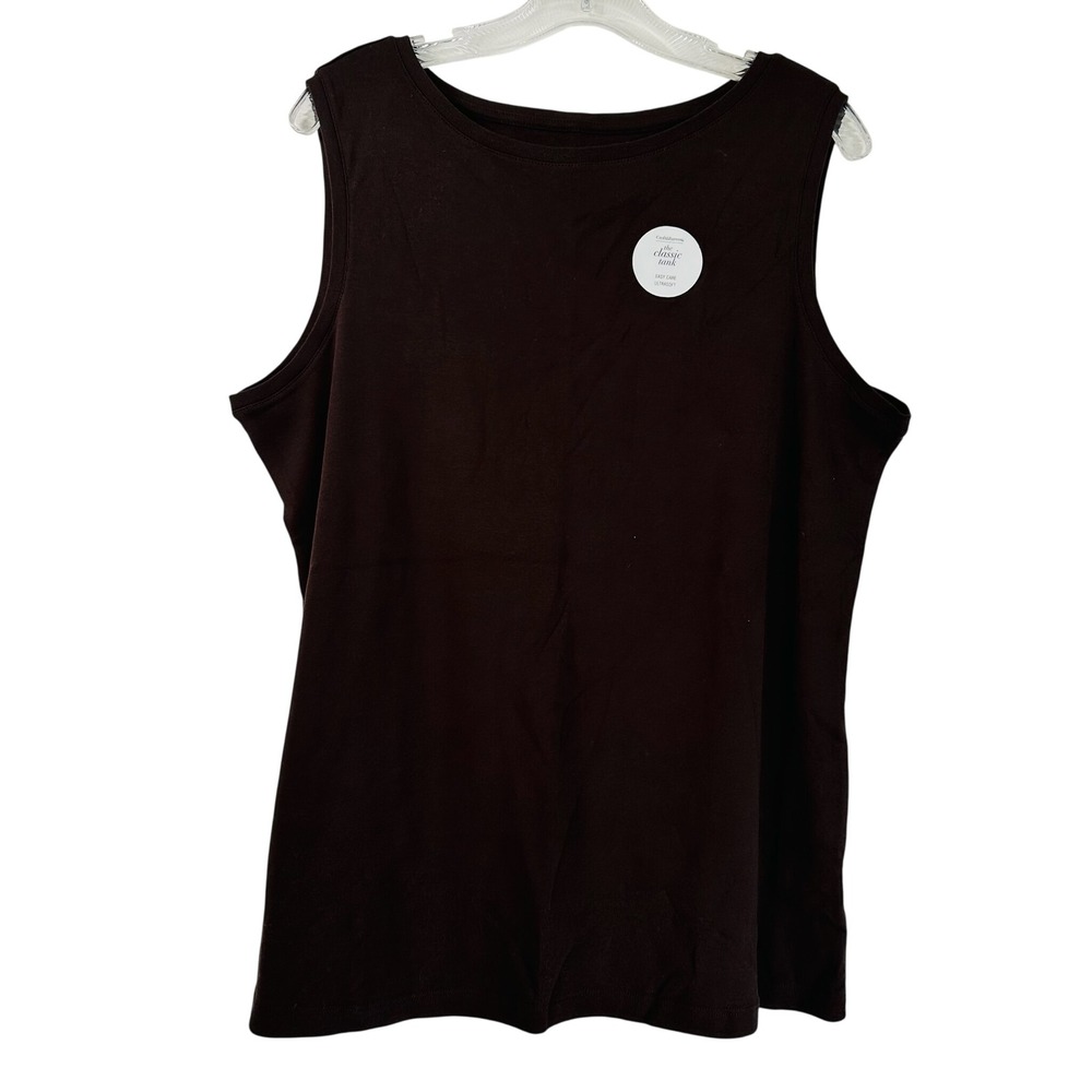 Croft & Barrow Classic Tank Chocolate Brown 100% Cotton Sleeveless Top XL